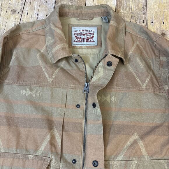 Levis Utility Jacket Trucker Jacket Brown Southwestern Aztec Pattern Mens XL - Picture 10 of 13